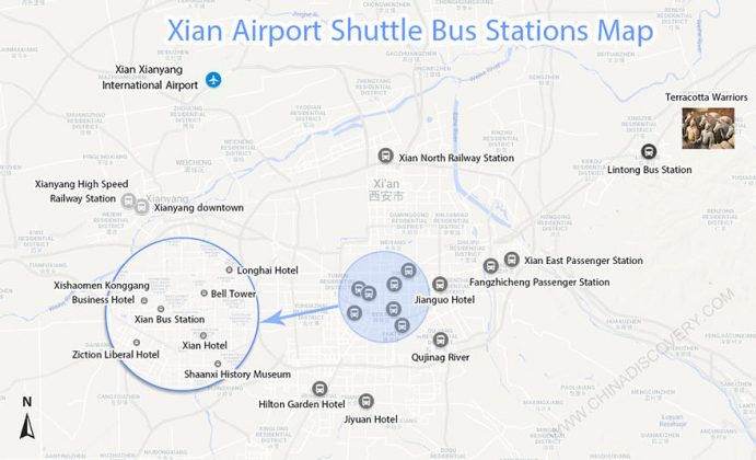 Xian Airport Shuttle Bus Map