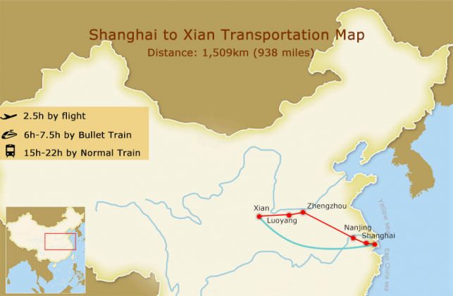 Shanghai to Terracotta Warriors Map