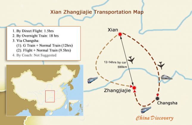 Xian Zhangjiajie Transportation Map